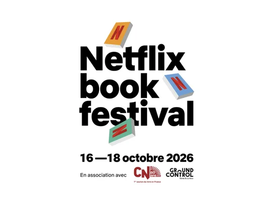 Affiche promotionnelle du Netflix Book Festival, consacré aux adaptations littéraires.
