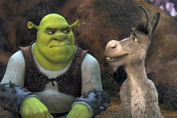 Shrek et l'Âne dans une scène du film.