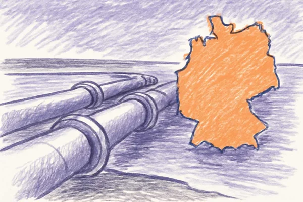 Illustration de pipelines sous-marins avec la carte de l'Allemagne en superposition.