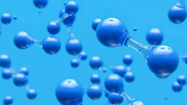 Représentation abstraite de molécules, illustrant les concepts scientifiques liés à la taille du proton.