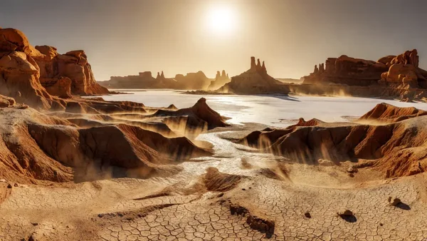 Paysage désertique aux États-Unis, illustrant les conditions de chaleur extrême lors d'une alerte canicule touchant des millions d'Américains.