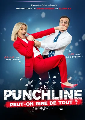 Affiche du spectacle 'Punchline' au Kawa Théâtre, interrogeant les limites de l'humour.