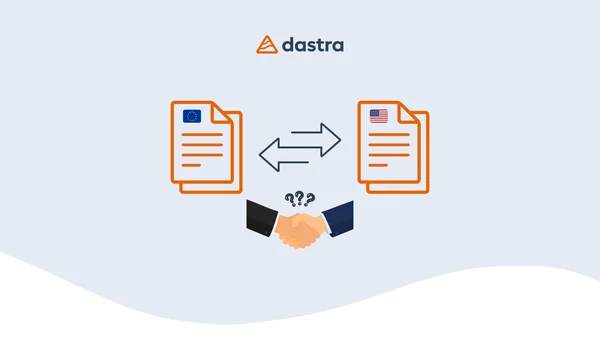 Graphique illustrant les interrogations autour du Data Privacy Framework entre l'UE et les États-Unis.