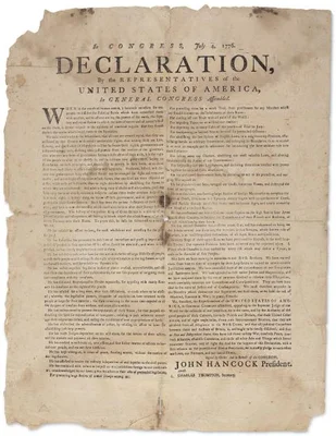Exemplaire de la Déclaration d'indépendance américaine de 1776, dit Dunlap Broadside.