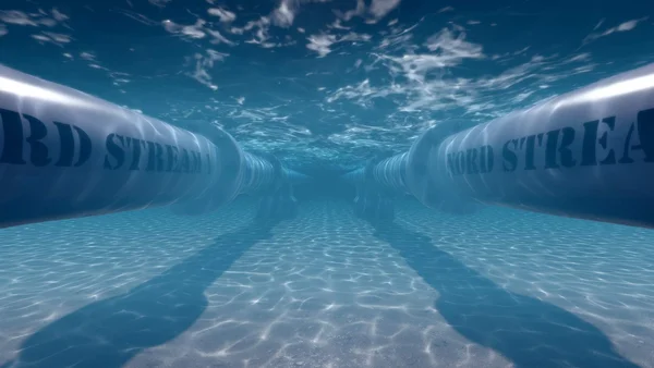 Rendu 3D de pipelines Nord Stream sur le fond marin.