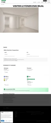 Page d'informations pratiques du Fonds Enki Bilal avec horaires et tarifs
