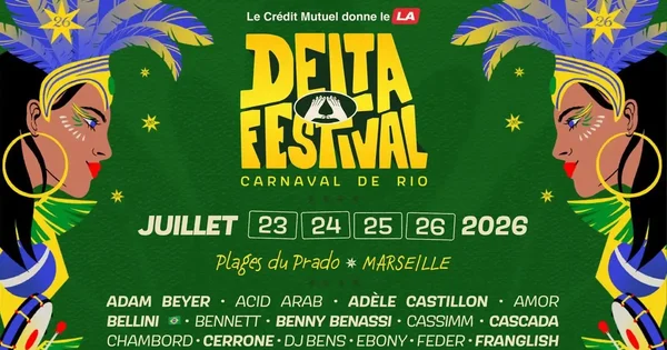 Affiche promotionnelle du Delta Festival présentant la programmation artistique.