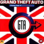 Couverture du pack d'extension 'Grand Theft Auto: Mission Pack #1 - GTA London 1961' avec un fond stylisé aux couleurs de l'Union Jack et un logo cible Mod central.