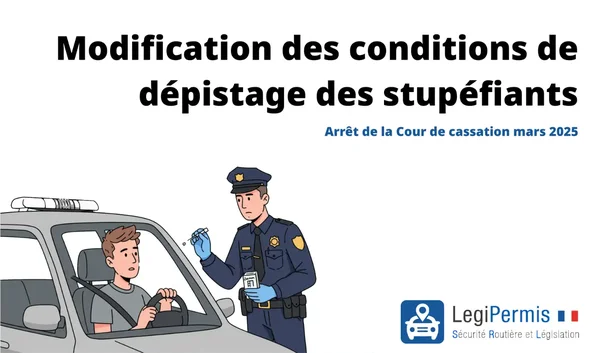 Infographie illustrant un dépistage de stupéfiants et les récentes évolutions juridiques.
