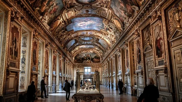 La galerie d'Apollon, richement décorée, avant sa fermeture pour le cambriolage.