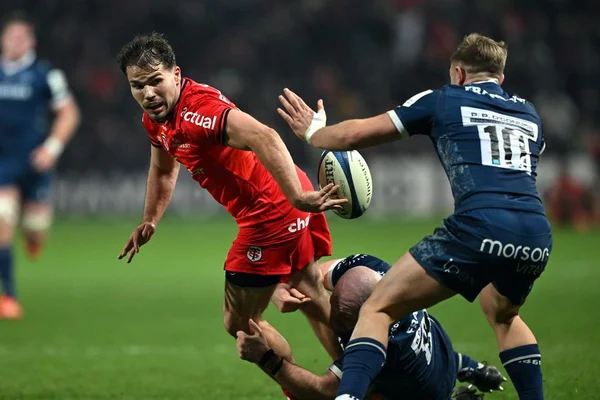 Action de jeu lors d'un match de rugby du Stade Toulousain.