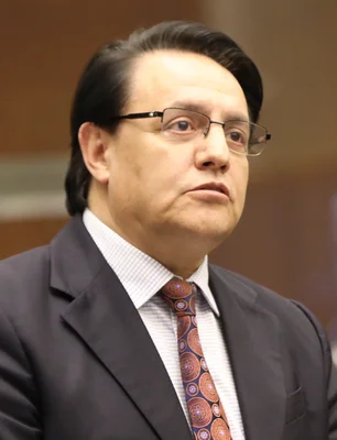 Fernando Villavicencio, candidat à la présidentielle équatorienne de 2023, photographié lors d’une session de l’Assemblée nationale en avril 2022.