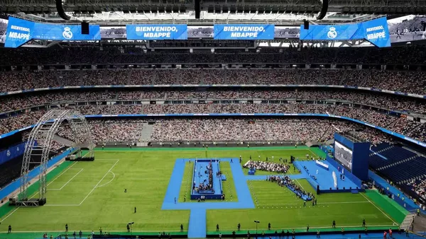 Le stade Santiago Bernabéu lors de la présentation officielle de Kylian Mbappé au Real Madrid.