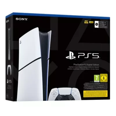 Packaging de la PlayStation 5 Digital Edition Slim, modèle sans lecteur de disque.