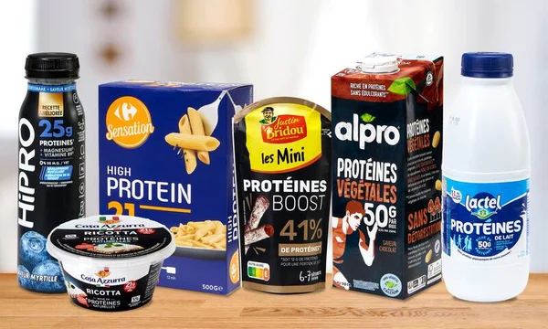 Sélection de produits hyperprotéinés de différentes marques.