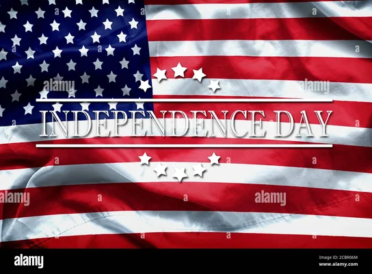 Carte de vœux pour l'Independence Day, avec le drapeau américain et le texte « INDEPENDENCE DAY ».