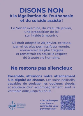 Affiche de la Conférence des évêques de France contre l'euthanasie et le suicide assisté
