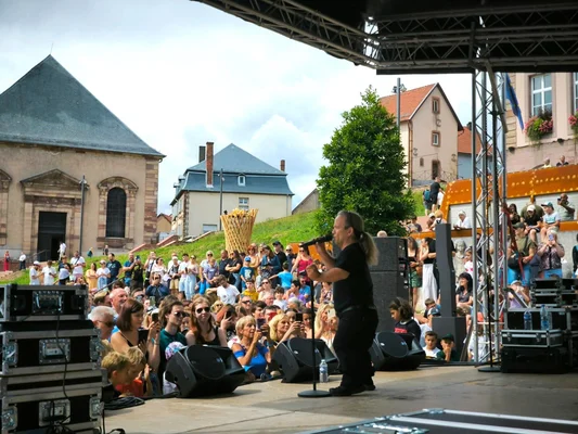 André Bouchet (Passe-Partout) rend hommage à Johnny Hallyday sur scène à Bitche.