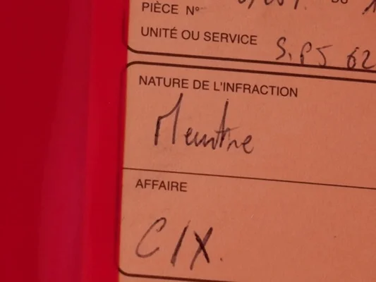 Document de police mentionnant la qualification de meurtre dans l'enquête sur le féminicide de Pas-de-Calais.
