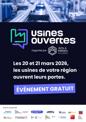 Affiche de l'événement Usines Ouvertes organisé par l'UIMM Lorraine.