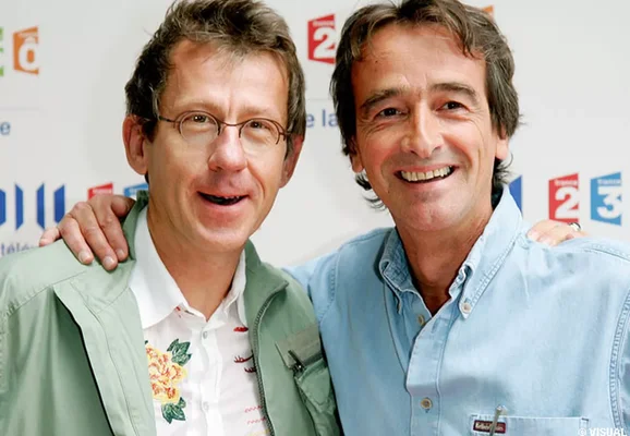 Jamy Gourmaud et Frédéric Courant lors d'un événement France Télévisions.