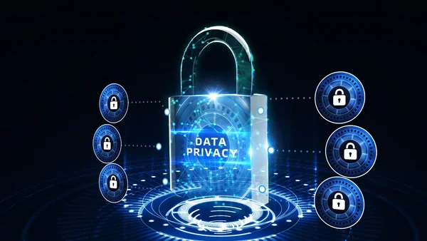 Illustration symbolique représentant la protection des données avec un cadenas lumineux.