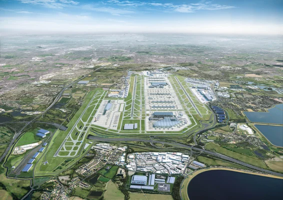 Rendu d'artiste de l'extension colossale de l'aéroport de Londres Heathrow.