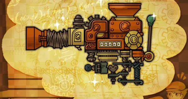 Illustration steampunk d'une machine complexe, évoquant l'univers créatif de Level-5.