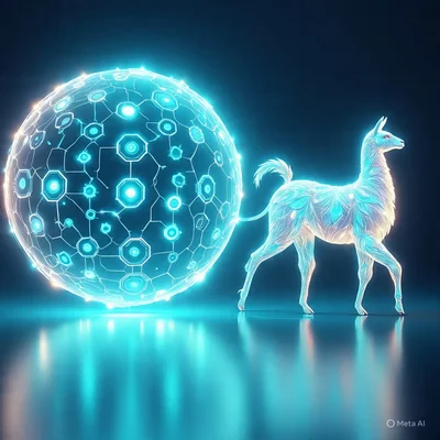 Représentation artistique de Meta AI et Llama, créée avec l’outil Meta AI Imagine.