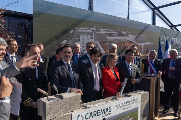 Cérémonie de pose de la première pierre de l'usine CAREMAG Carester, le 17 mars 2025.