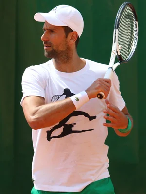 Novak Djokovic in action on the tennis court during the 2023 Monte-Carlo Masters.