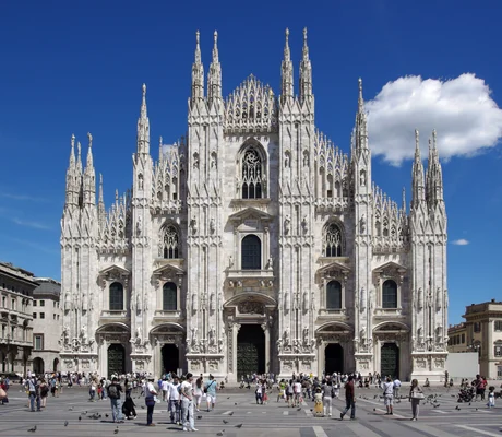 Split image of Milan Duomo and Cortina Dolomites for 2026 Olympics