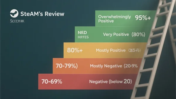 Infographic showing Steam's 9 review score thresholds