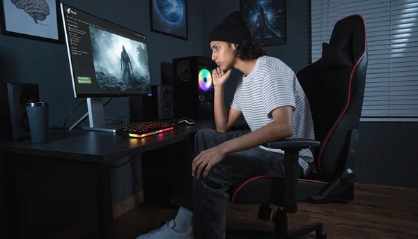 Cover image: gamer hesitating before a 'Mostly Positive' Steam rating