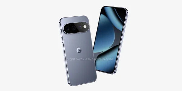 Rendu numérique du Pixel 11 Pro montrant les faces avant et arrière sur fond blanc, avec un module caméra en forme de pilule et des bords plats.