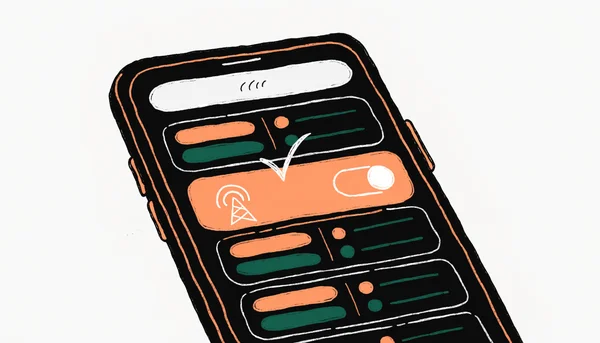 Vue rapprochée d’un écran de réglages réseau avec un interrupteur activé et un petit indicateur de tour de téléphonie, illustrant l’activation de la fonction VoLTE ou des appels 4G.