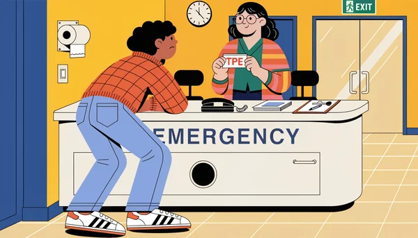 Aux urgences de l'hôpital, un traitement post-exposition (TPE) contre le VIH peut être obtenu gratuitement et anonymement, idéalement dans les 4 heures après la rupture du préservatif. Un jeune patient reçoit le traitement d'une infirmière.