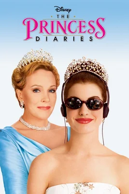 Affiche promotionnelle du film 'Princess Diaries' de Disney, montrant deux femmes portant des diadèmes sur un fond bleu dégradé, avec le titre du film en haut.
