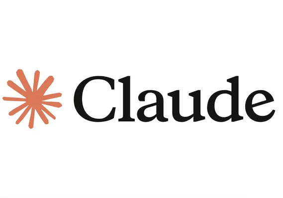 Logo de Claude avec un symbole stylisé en forme d'astérisque orange à côté du nom en typographie serif noire sur fond blanc.