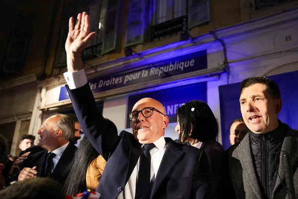 Portrait d'Éric Ciotti, homme politique français, lors d'un événement lié aux municipales 2026 et à son projet d'union des droites
