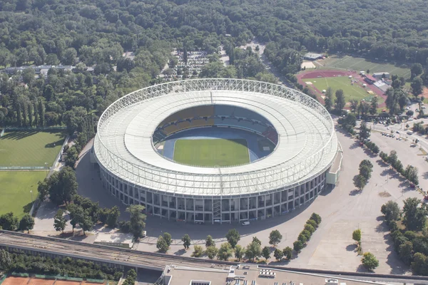 Le Stade Ernst-Happel à Vienne, en Autriche, stade où un concert de Taylor Swift devait avoir lieu et qui a été la cible d'un projet d'attentat.