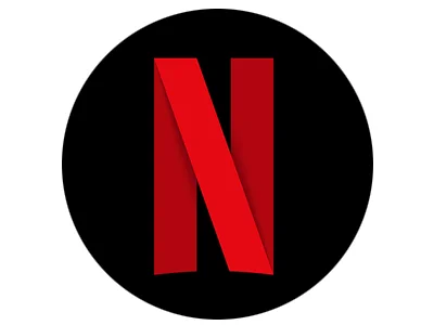 Logo de Netflix, composé d'un 'N' stylisé de couleur rouge sur un fond circulaire noir, provenant de la banque de logos PNG transparents.