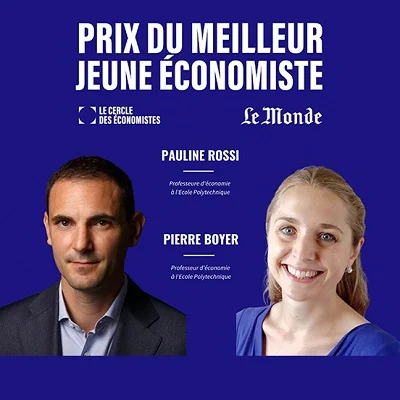 Pauline Rossi et Pierre Boyer, économistes nominés pour le Prix du meilleur jeune économiste 2023, sur une image publiée par le CREST.