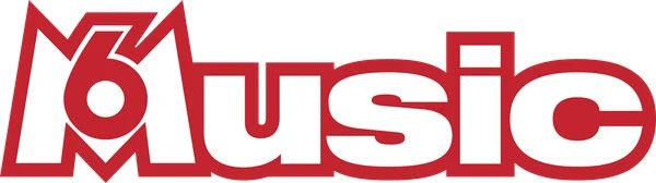 Logo de la chaîne M6 Music issu de Wikipédia, montrant le mot 'Music' en contour rouge sur fond blanc, avec la lettre 'M' stylisée intégrant le chiffre '6'.