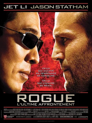 Affiche du film Rogue (War) présentant les profils en gros plan de Jet Li et Jason Statham face à face sur un fond rouge, avec le titre et crédits en français.