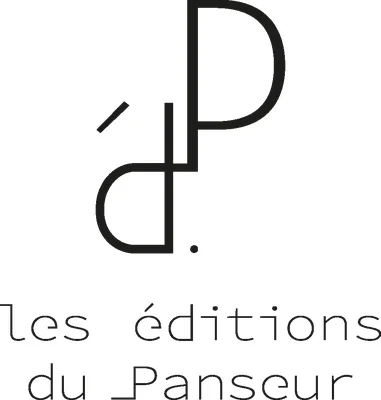 Logo monochrome des éditions du Panseur avec un monogramme stylisé formé des lettres 'd' et 'P' au-dessus du nom de l'éditeur en typographie sans-serif fine