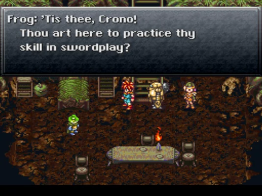 Visuel du jeu vidéo Chrono Trigger sur Super Nintendo (SNES), célèbre JDR culte au protagoniste silencieux Crono