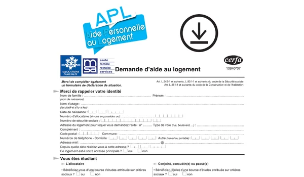 Capture d'écran de l'interface en ligne pour la demande d'APL - Aide personnalisée au logement sur le site de la CAF, affichant les étapes et conditions d'éligibilité.