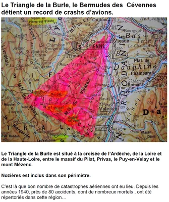 Illustration du triangle de la Burle surnommé 'Bermudes en Cévennes', évoquant ses similarités avec le triangle des Bermudes