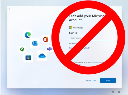 Guide d'installation de Windows 11 sans compte Microsoft montrant l'étape de sélection du type de compte lors de la configuration initiale du système.